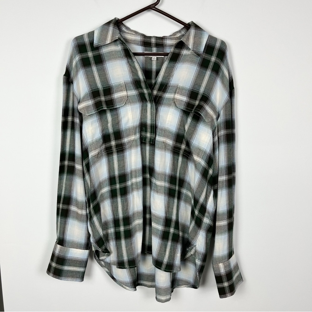 Madewell Plaid Half Button Long Sleeve Flannel Cotton Modal